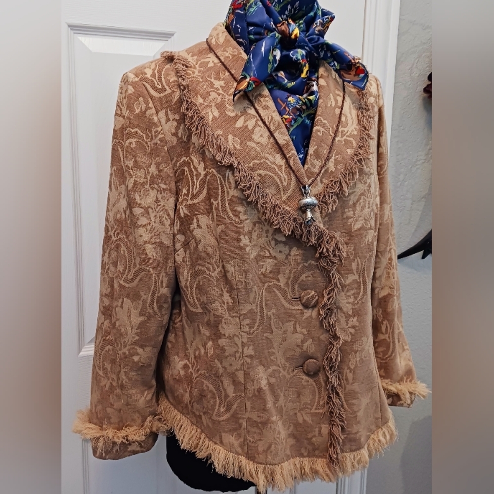 Fringy Tapestry Jacket Sz 12